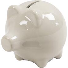 Sparschwein, 10 St�ck, H�he 8cm, Breite 8,5cm, Naturwei�