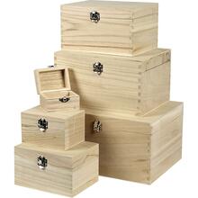 Holzkisten-Set, Verschiedene Gr��en, 6 St�ck