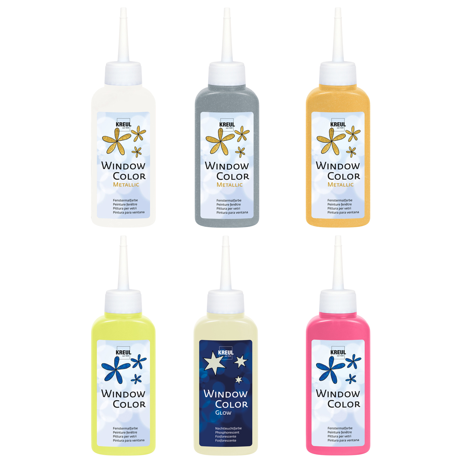 Kreul Windowcolor-Malfarbe GlasDesign, Effekt-Farben, 80ml - Verschiedene Farbt�ne
