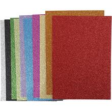 Moosgummi, A4, 10 St�ck, 210x297 mm, Dicke 2 mm, Glitter, Sortierte Farben