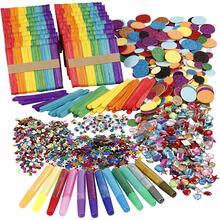 Holzst�bchen & Glitzer Bastelset, Sortierte Farben