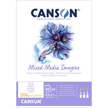 NEU Imagine Mixed Media Block geleimt, DIN A5, 50 Blatt, 200 g/m�, Leicht gek�rnt