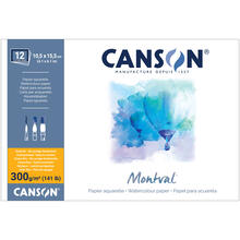 NEU Montval Aquarellblock geleimt, 10,5 x 15,5 cm, 12 Blatt, 300 g/m�, Feinkorn
