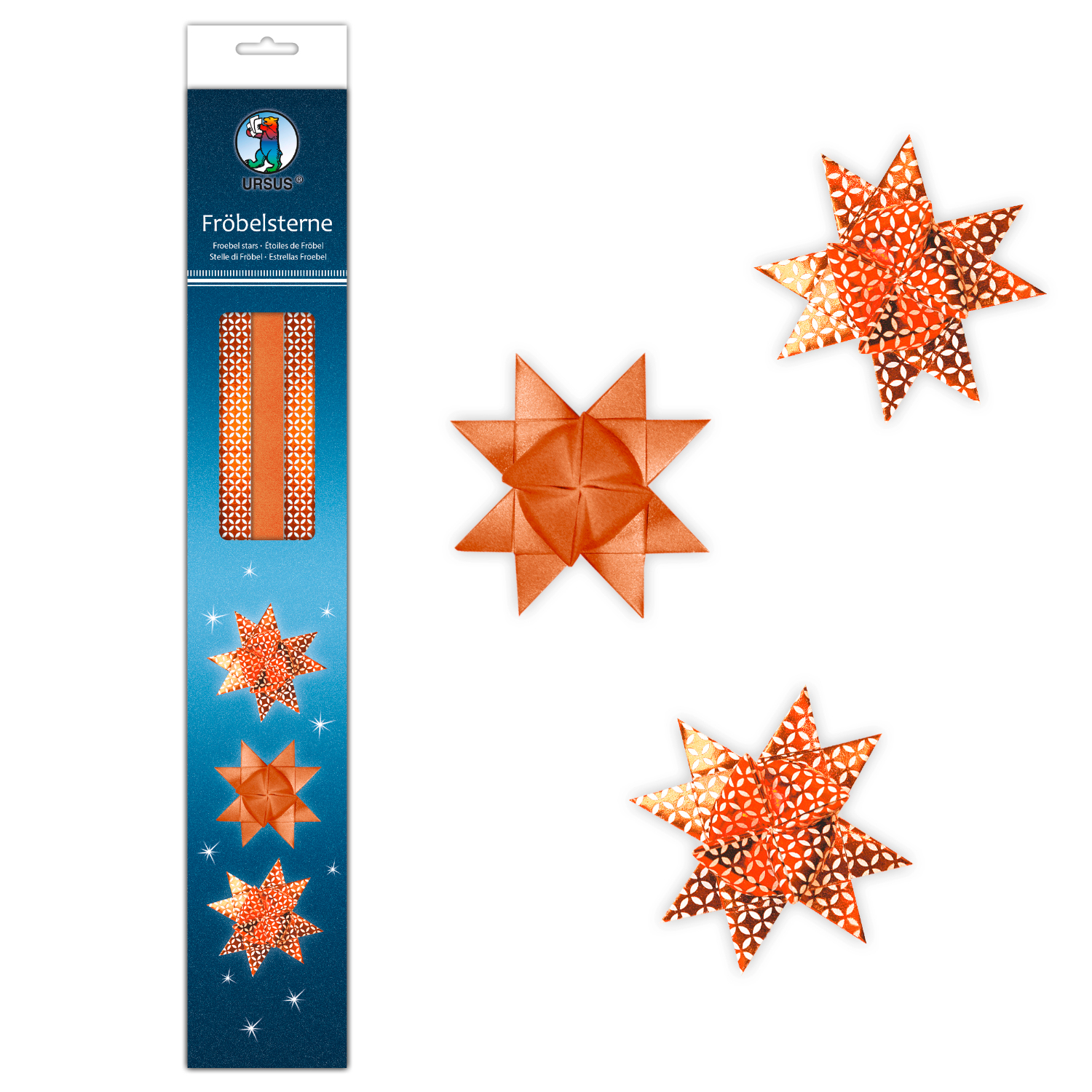 NEU Fr�belsterne Kupfer-Wei�, 80 Streifen, 2 Designs f�r 20 Sterne 6,5cm