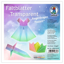 Faltbl�tter Transparentpapier, 15 x 15 cm, 115g/qm, 50 Blatt, Regenbogen Pastell