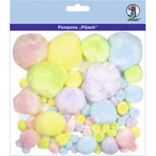 Pompons Pl�sch 60 Stk. Pastellfarben-Mix