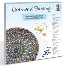 Diamond Painting Set Mandala, 30 x 30 cm Keilrahmen mit Zubeh�r, Blau-Wei�-Gelb