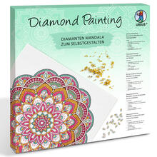 Diamond Painting Set Mandala, 30 x 30 cm Keilrahmen mit Zubeh�r, Magenta-Mint-Orange