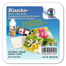 Blanko-Bierfilz / Bierdeckel quadratisch wei�, 9,3 x 9,3 cm, 25 St�ck