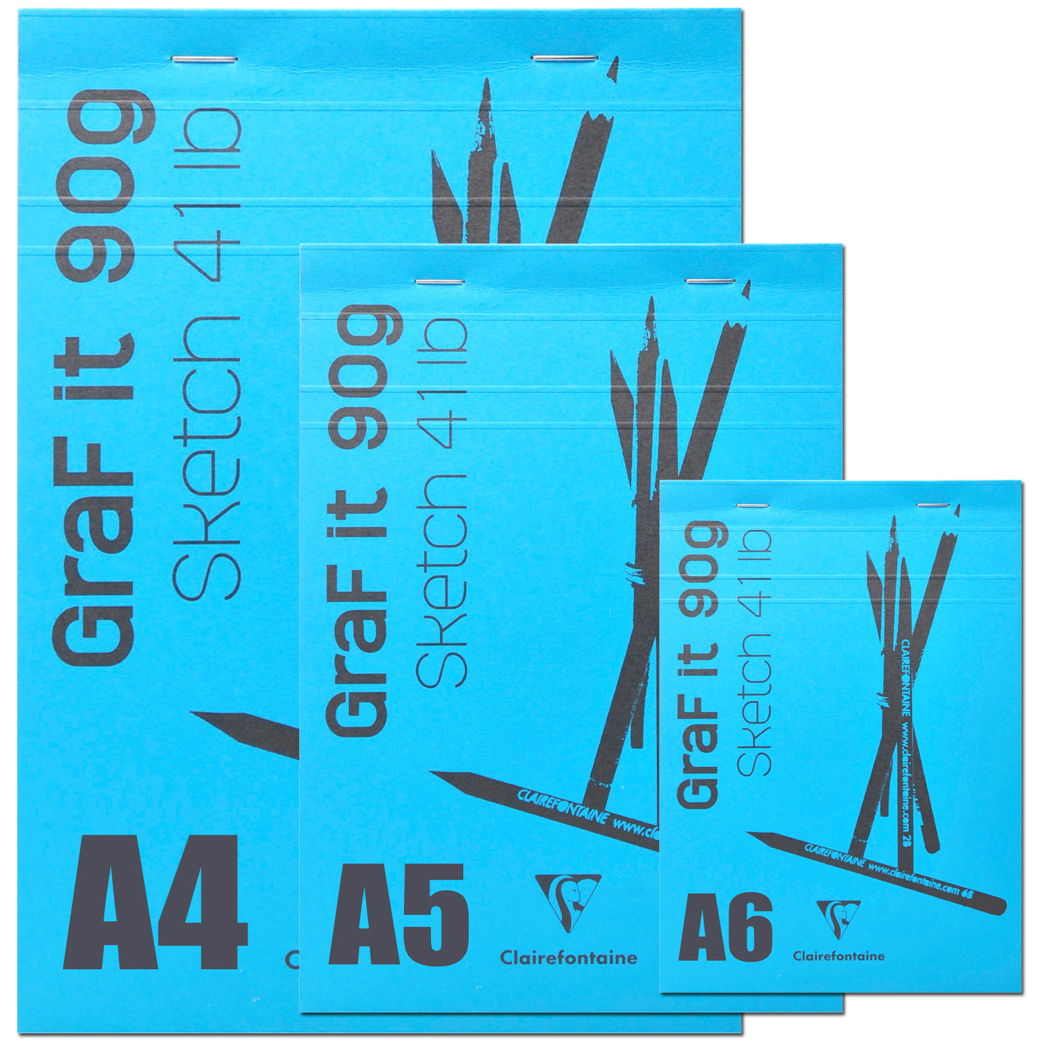 NEU Clairefontaine Skizzenblock Graf It, Himmelblau, 80 Blatt, 90g/qm - Verschiedene Gr��en