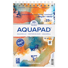 NEU Clairefontaine Spiralblock Aquarell, Goldline Aquapad, mittelfein gek�rnt, 300g/qm, 25 Blatt, A5