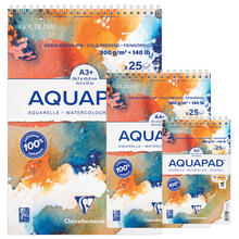 NEU Clairefontaine Spiralblock Aquarell, Goldline Aquapad, 300g/qm, 25 Blatt - Verschiedene Gr��en