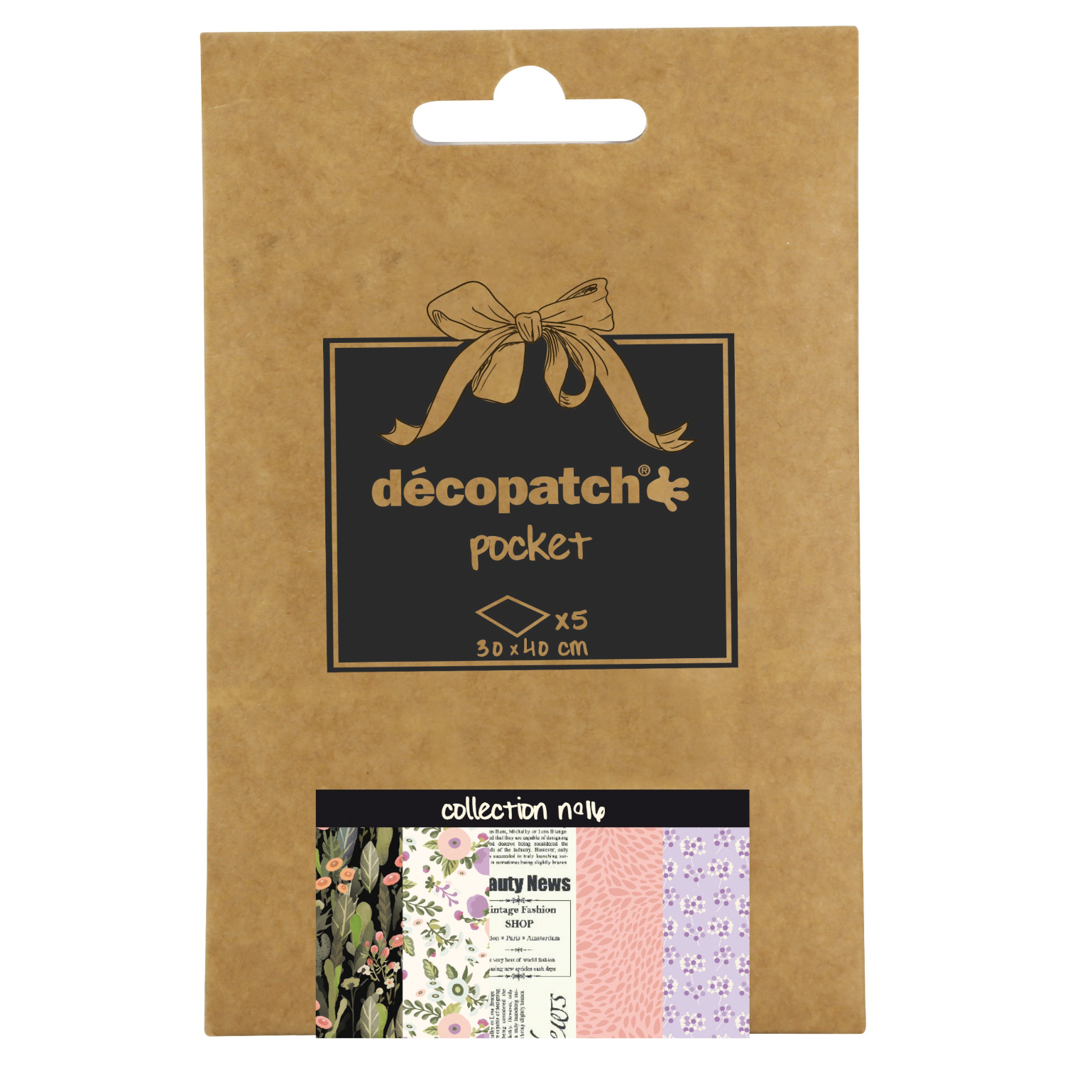SALE Decoupage- / Decopatch-Papier Pocket-Sortierung, 5 Bogen 30 x 40 cm, Motive: 741, 739, 770, 698, 740
