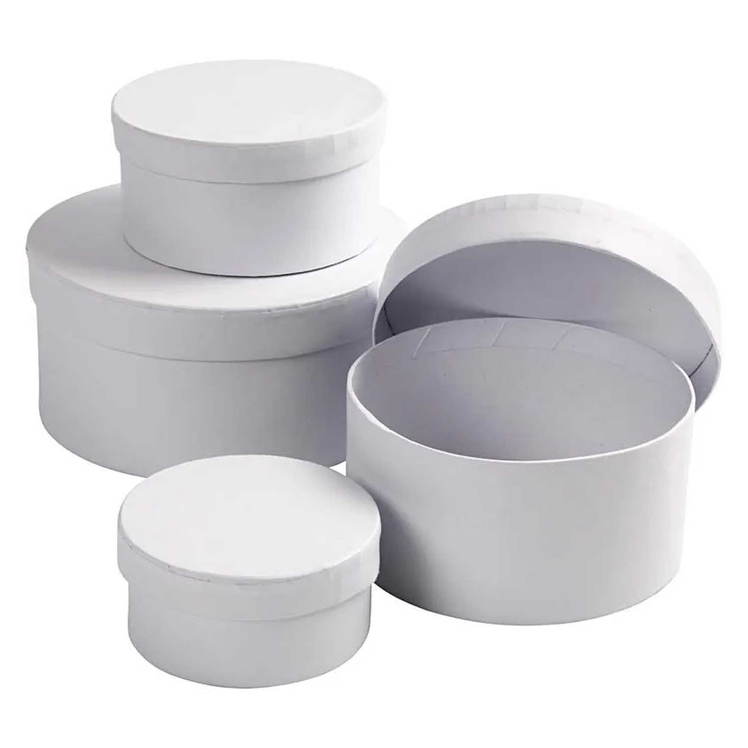 NEU Schachteln / Geschenkkartons rund, 4er Set, H 4+5+6+7 cm, � 8+10+12+14 cm