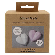 NEU Silikonform / Gie�form, Facettiertes Herz, 6 x 5,8 x 2 cm, 2 St�ck