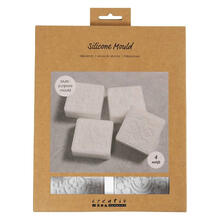NEU Silikonform / Gie�form, Quadratisch mit grafischem Design, 6,8 x 6,8 x 2,4 cm, 4 Motive