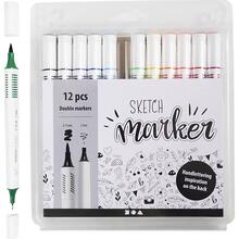 Sketch Marker, Strichst�rke 1+2-5 mm, Standard-Farben, 12 St�ck