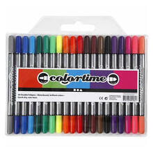 NEU Colortime Dual-Filzstifte, Standard-Farben, Strichst�rke 2,3+3,6 mm, 20 Stk.