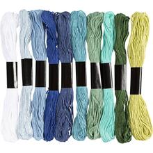 Stickgarn, Dicke 1 mm, Harmonie in Blau-Gr�n, 10 St�ck x 8 m