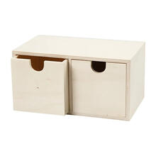 NEU Holzkasten mit 2 Boxen / Schubladenbox, Gr��e 9,2 x 17,7 cm, 1 St�ck