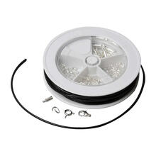 NEU Basis-Set Schmuckzubeh�r, silberfarben mit Lederband in schwarz