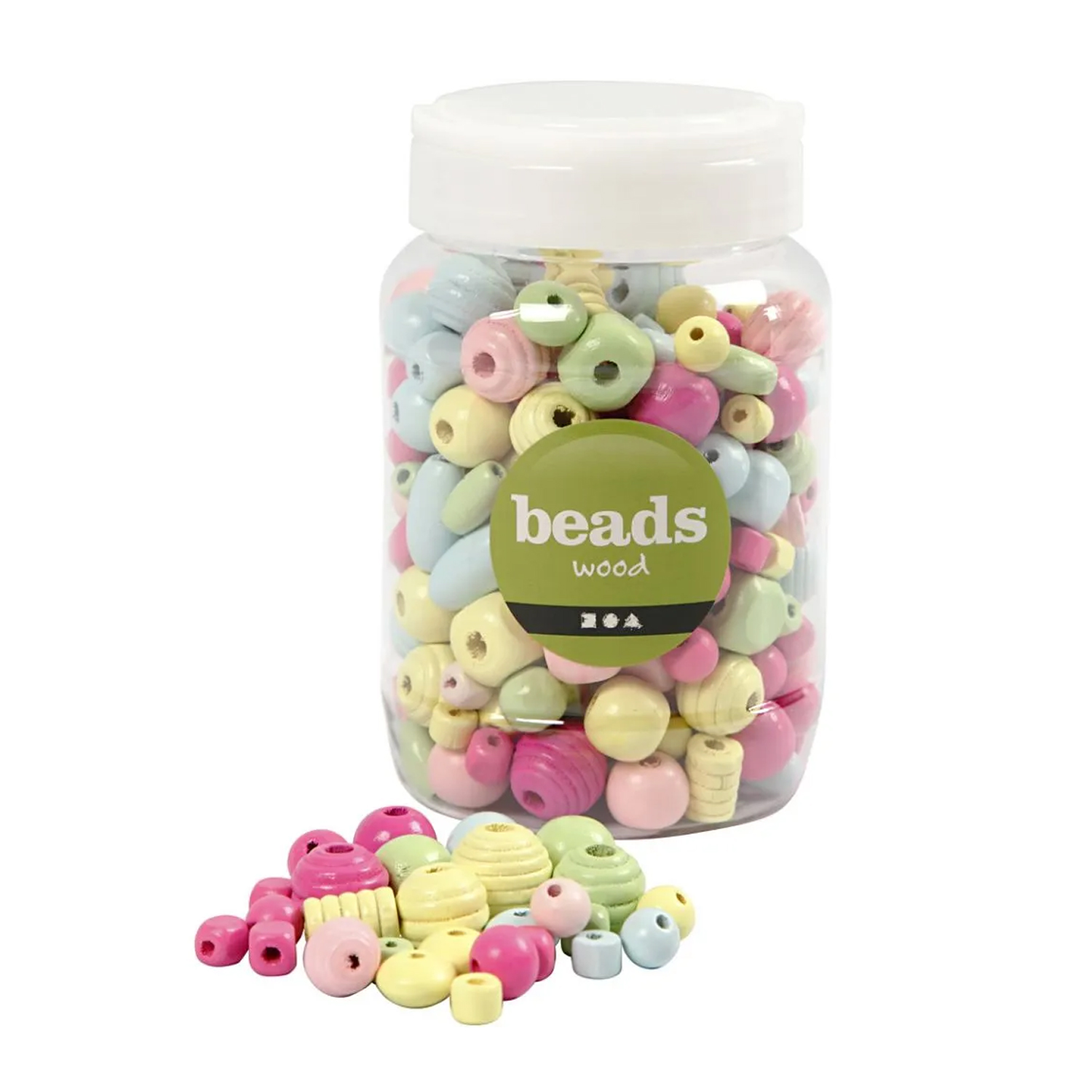 NEU Gro�packung Holzperlen Pastell Mix, 400 ml Eimer