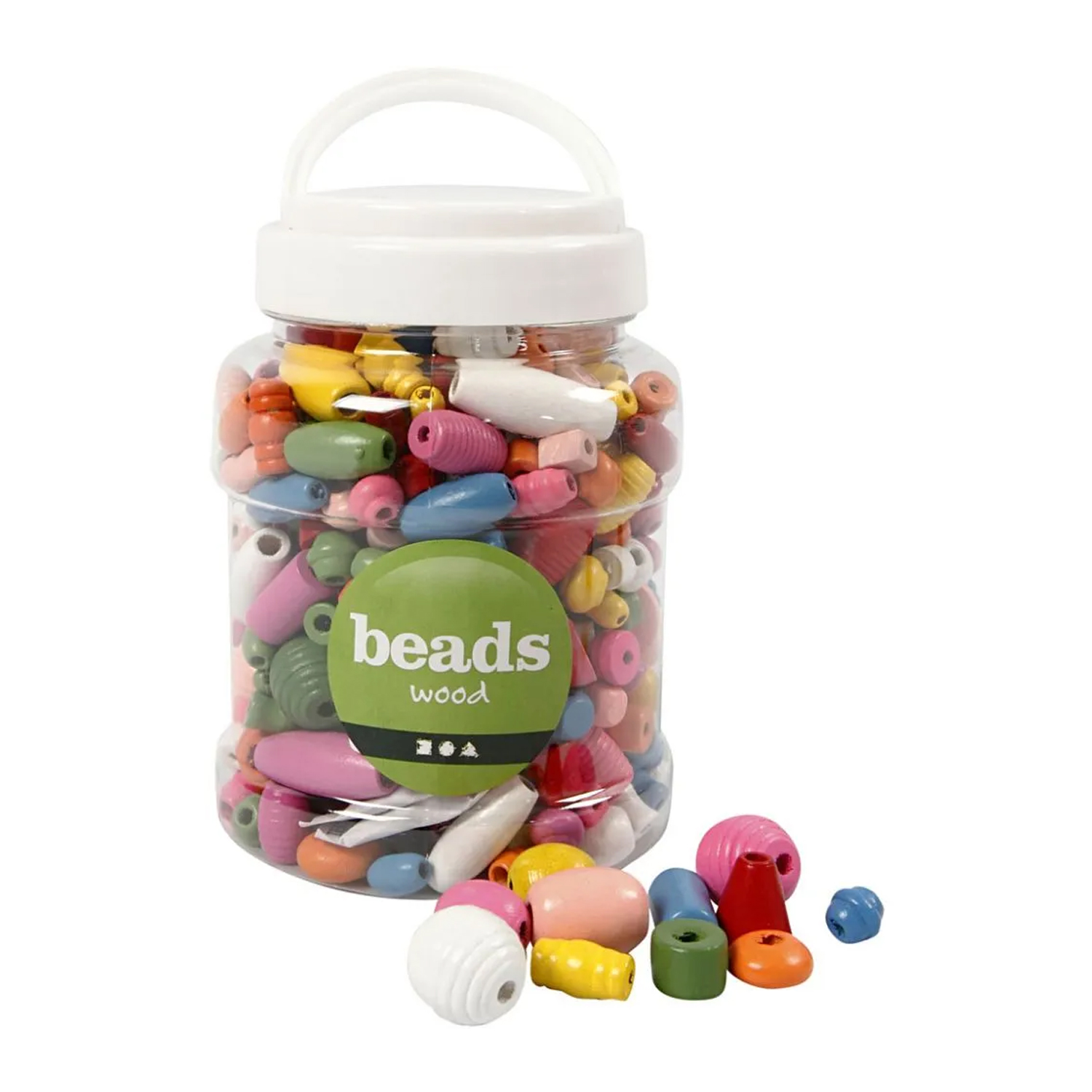 NEU Gro�packung Holzperlen Gro�, Bunt Sortiert, 400 ml Eimer