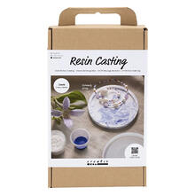 NEU Kreativ-Set Harzgie�en, Rundes Tablett mit Marmorierung, Blau, Wei�