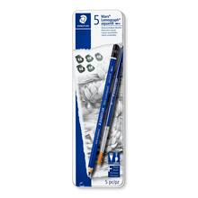 Staedtler Zeichenbleistift-Set, Mars Lumograph Aquarell 100A, 5 H�rtegrade + Pinsel