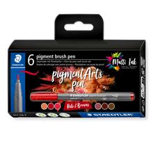 Staedtler Pigment Arts Brush Pen 6er Set, Rot-Braun-T�ne
