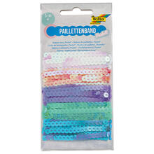 Paillettenband PASTELL, 5 m, 5-farbig sortiert � 1 m
