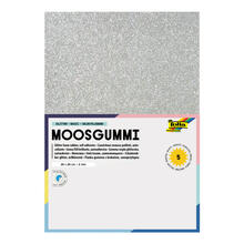 Glitter-Moosgummi / Schaumstoffplatten f�r vielf�ltige Bastelarbeiten, Silber, 20 x 29 cm, 5 Bogen