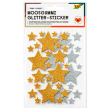 Moosgummi Glitter-Sticker Sterne Gold/Silber, 50 St�ck in sortierten Gr��en