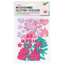 Moosgummi Glitter-Sticker Einhorn, 37 St�ck sortiert