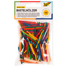 Bastelh�lzer im Z�ndholzformat, 400 St�ck, 200x natur & 200x farbig sortiert