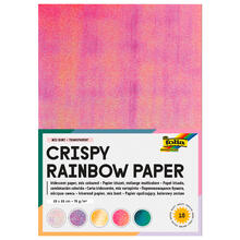 Crispy Regenbogen Papier, Irisierend, 75g/m�, 23x33cm, 10 Blatt in sortierten Farben/Pr�gungen