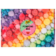 Pompons Mix Box Jumbo Pastell, 300g, ca. 900 St�ck, � 1,5-4cm, farbig sortiert