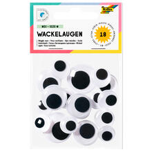 Wackelaugen Mix mittel, selbstklebend, 18 St�ck, 14-25mm sortiert