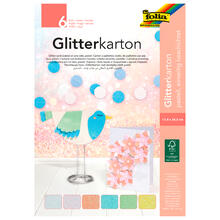Glitterkarton-Block Pastell, 17,4x24,5cm, 300g/m�, 6 Blatt sortiert