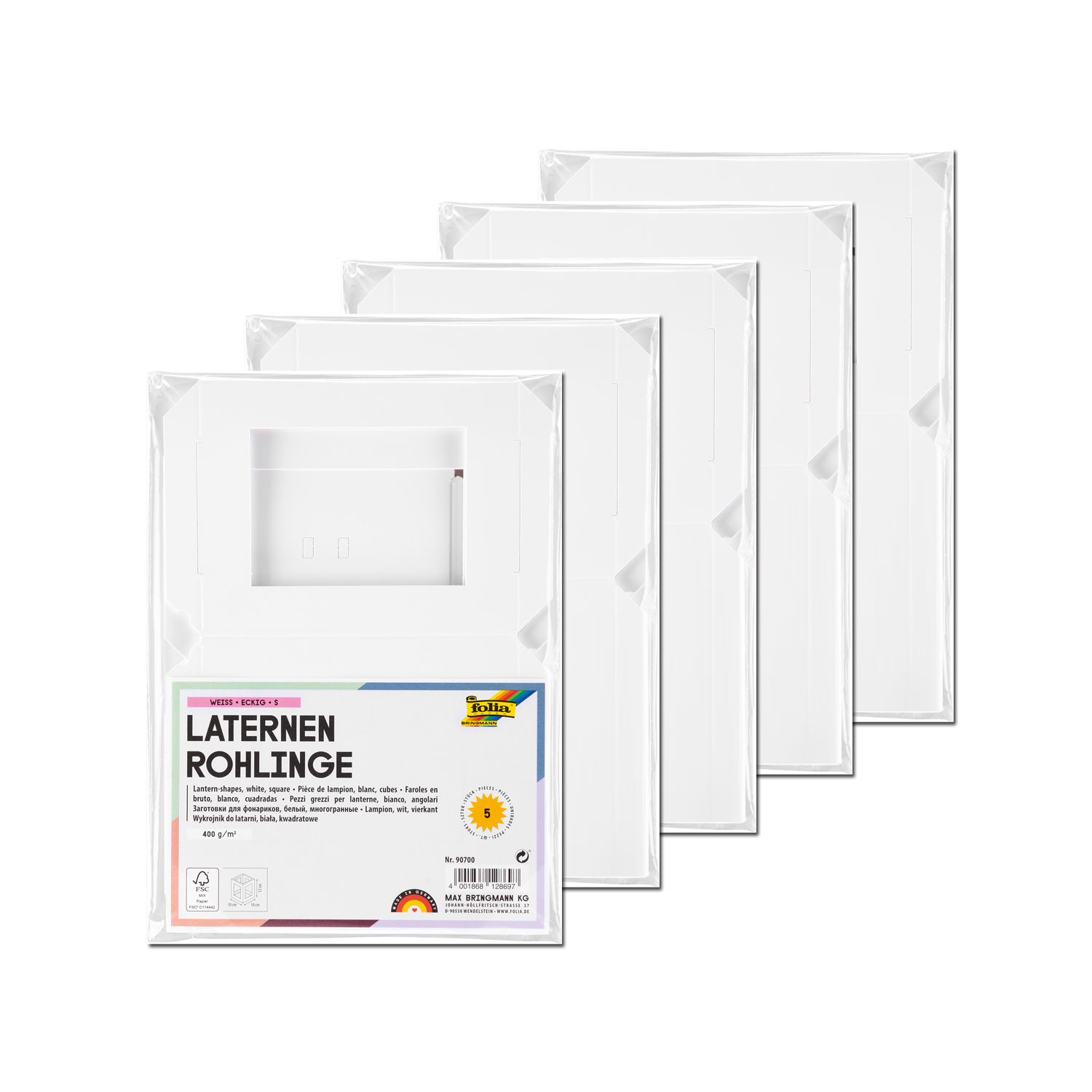 NEU Minilaternen Rohlinge zum Stecken, 400g/m�, 10x10x12cm, 5 St�ck, Wei�