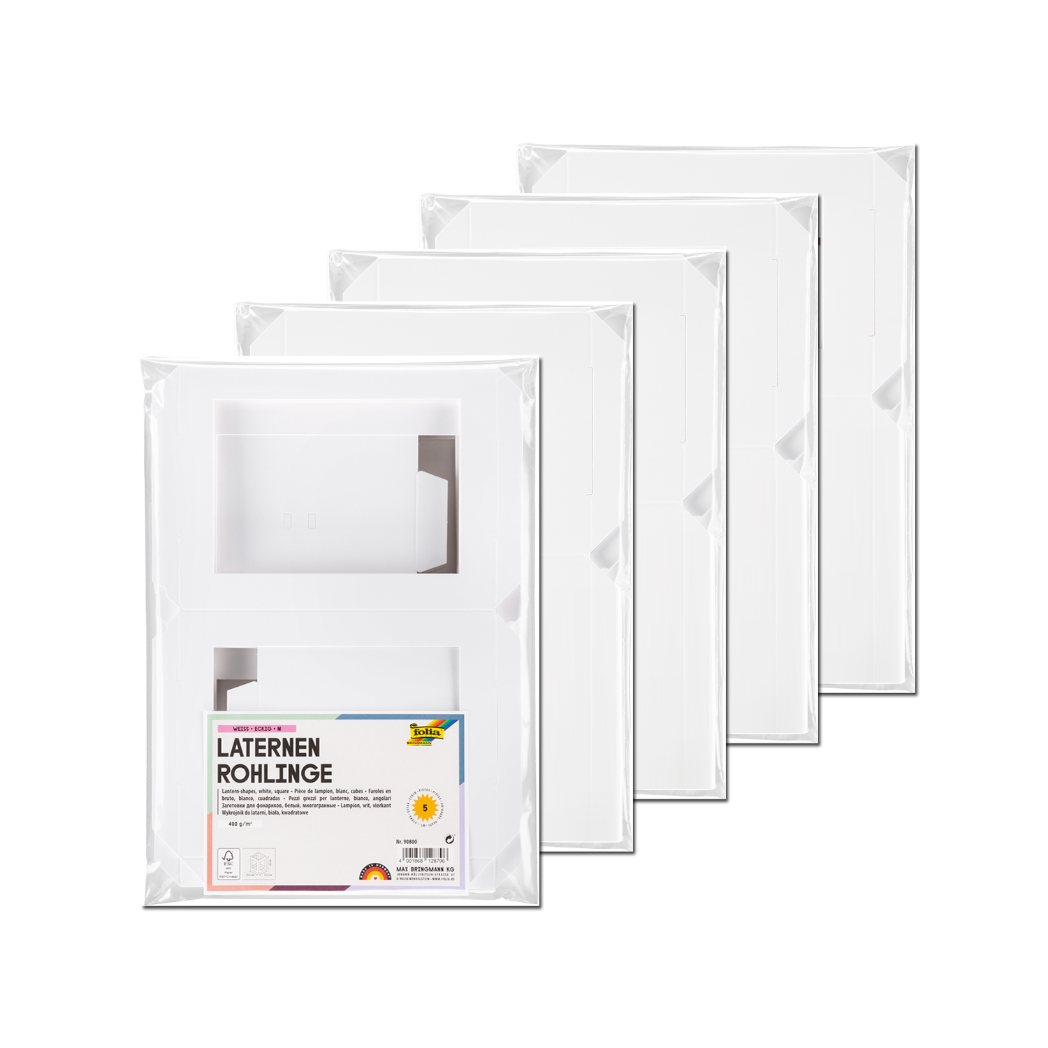 NEU Laternen Rohlinge zum Stecken, 400g/m�, Eckig: 13,5x13,5x18cm, 5 St�ck, Wei�