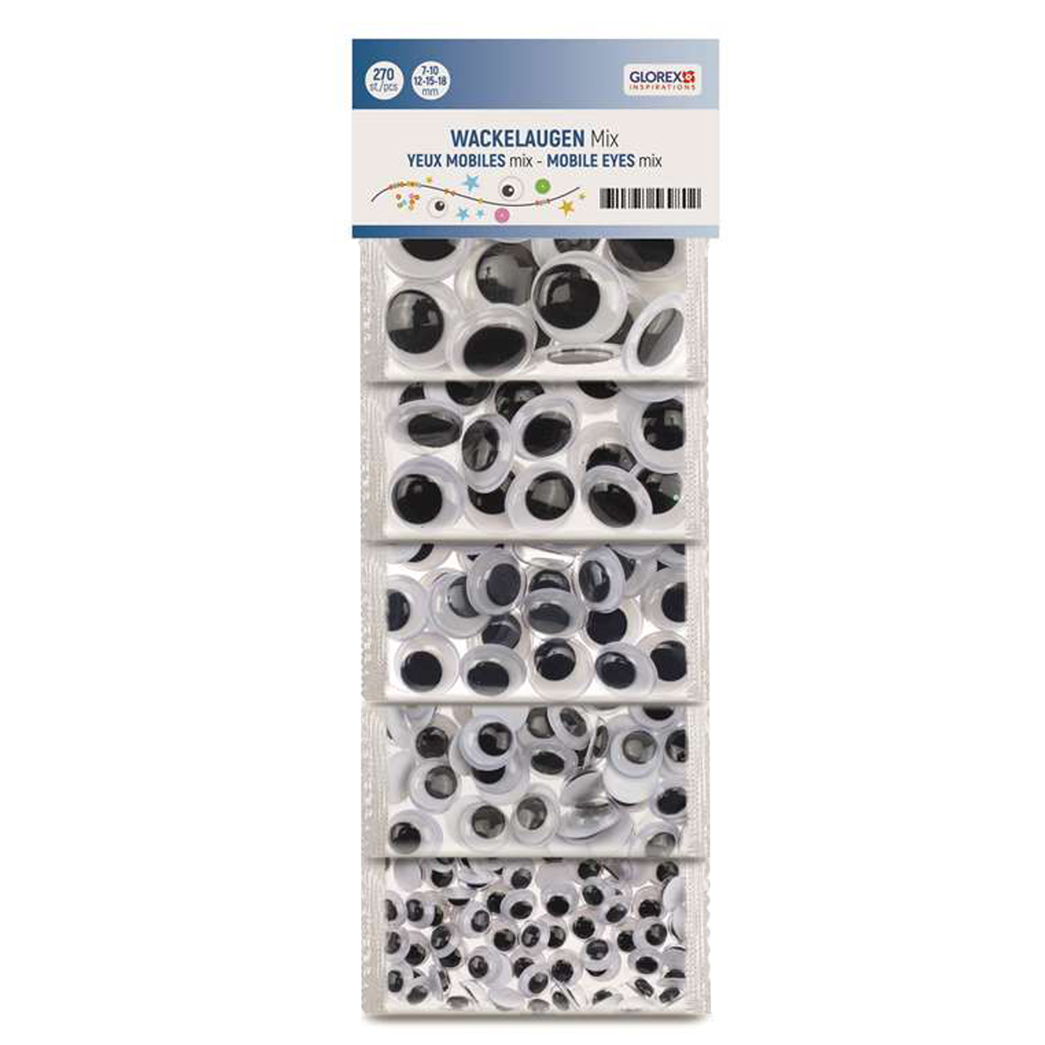 NEU Create it Easy Wackelaugen Mix: 7, 10, 12, 15 & 18 mm, 270 St�ck