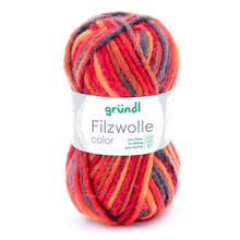 Filzwolle Color, 100% Schurwolle, Oeko-Tex-Standard, 50g, 50m, Farbe 21, Rot-Mix