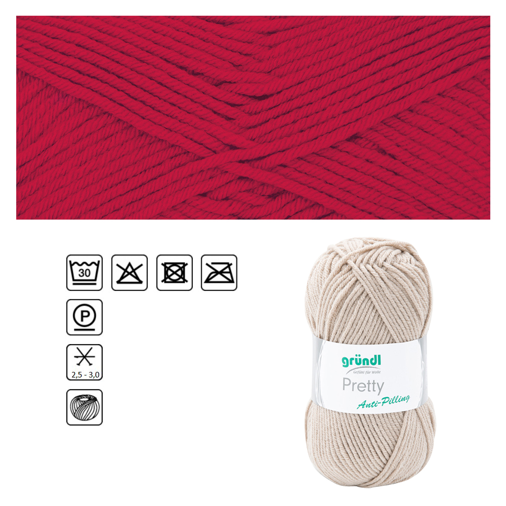 SALE Strickgarn Pretty, 100% Polyacryl, Oeko-Tex Standard, 100g, 166m, Farbe 12, Rot