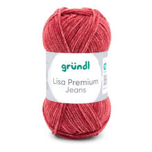 SALE Strickgarn Lisa Jeans, 100% Polyacryl, Oeko-Tex Standard, 50g, 133m, Farbe 03, orientrot meliert