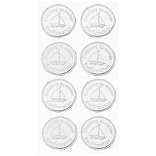 NEU Sticker Einladung Konfirmation, Schiff silber, Beutel mit 8 St�ck