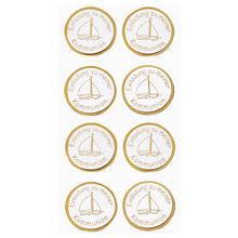 NEU Sticker Einladung Kommunion, Schiff gold, Beutel mit 8 St�ck