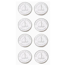 NEU Sticker Einladung Kommunion, Schiff silber, Beutel mit 8 St�ck