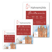SALE Hahnem�hle Aquarellblock Britannia, rau, 300g/m�, 12 Blatt - Verschiedene Formate