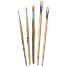 NEU Set Schulmalpinsel, 5 St�ck sortierte Gr��en, flach und rund, Borste & Synthetikhaar